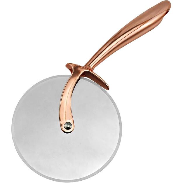 Classic Pizza Cutter Wheel, Food Grade Stainless Steel Cutter Wheel, Smooth Rotating Sharp Blade, Professional Pizza Cutter, 9-Inch, Beautiful Rose
