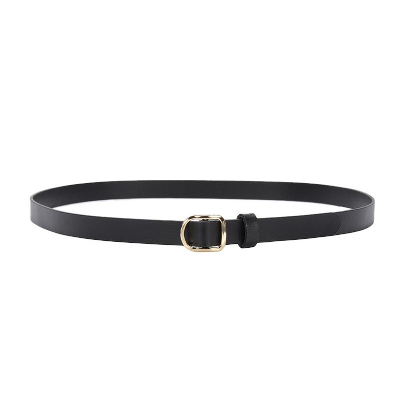 Ladies Belt Simple Cowhide Black Belt Student Decorated Jeans Business Casual Belt Genuine Leather
