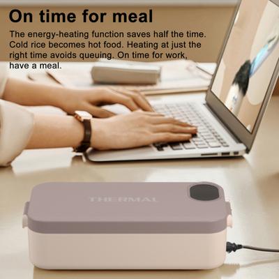 Lunch Box Riscaldabile Capacità 900ml 2-in-1 Acciaio Inossidabile Scatola Elettrica Riscaldante Rivestimento Antiaderente Contenitore Portatile per Pasti per Ufficio Auto Viaggio