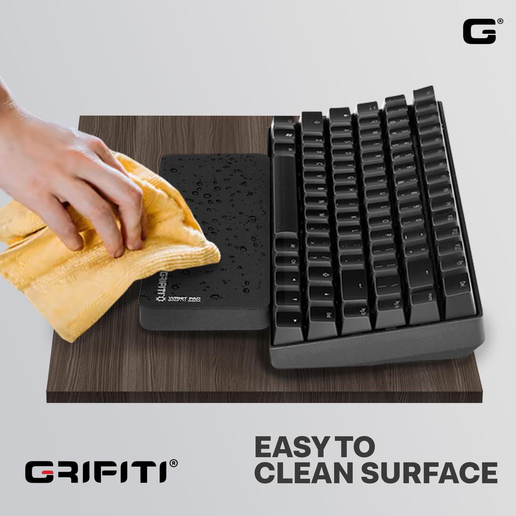 Grifiti Thick Wrist Pad 8 inch Black Mouse Keypad Compatible Wrist Rest (10x20x1.9cm)