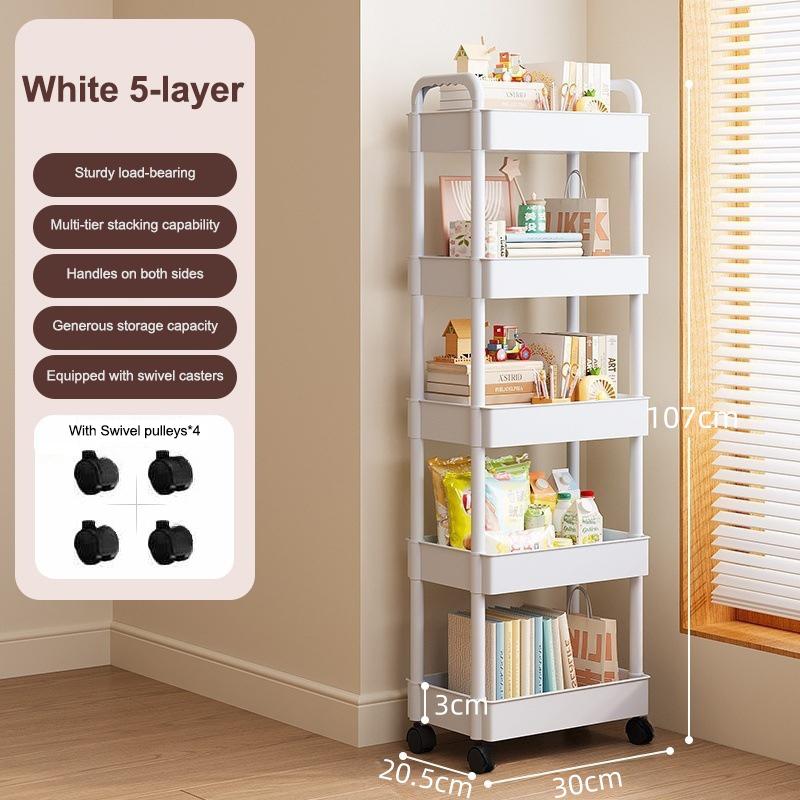 

Бытовая тележка для напольного хранения, многофункциональная кухонная тележка для хранения, передвижное хранилище с колесами, многофункциональное применение 5 layers белый