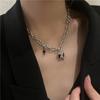 Hip Hop Stainless Steel Titanium Steel Thick Chain Necklace Funny Tooth Shape Pendant Collarbone Chain Neck Chain 1PCS
