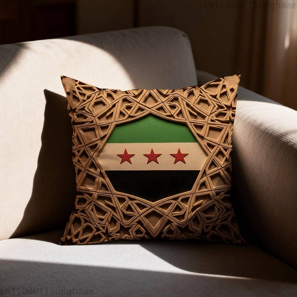 Eagle Syrian New 2026 Logo Flag  Pillow Case Sofa Living Room Bedroom Headboard Backrest Cushion Square Cushion Nap Time