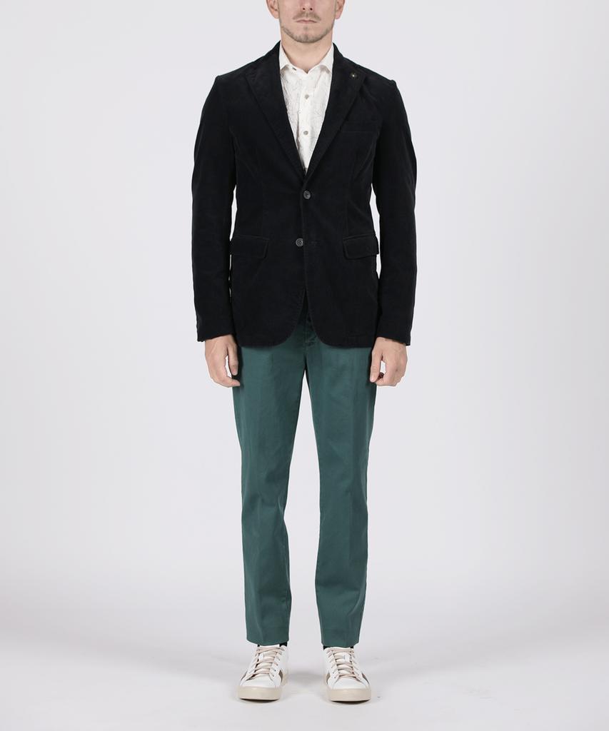 PANICALE Green Slim Fit Dyed Cotton Pants