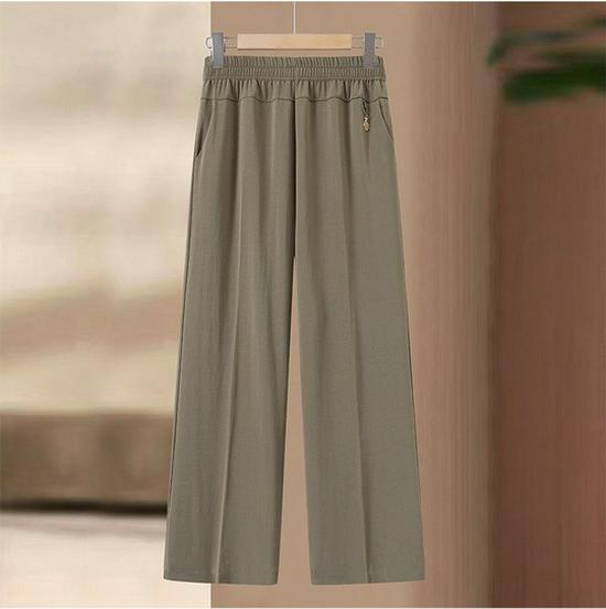 

Mom s Summer Wide-Leg Pants: Elastic Waist, Lightweight, Loose Fit for Middle-Aged & Elderly Women XL (85-105 jin) кавовий