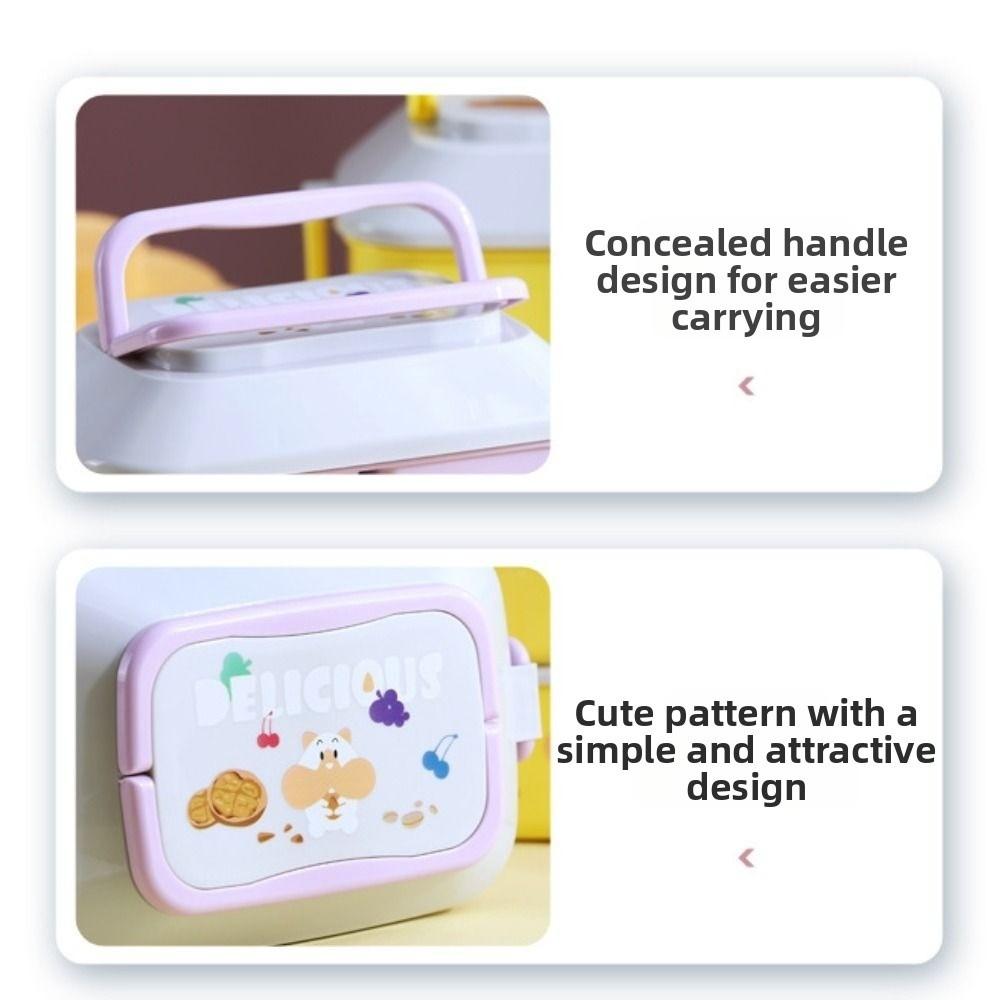 Mit Fächern Lebensmittelaufbewahrungsbox Doppelschichtige Lebensmittelbehälter Niedliche Mikrowellen-Lebensmittelbox Obst