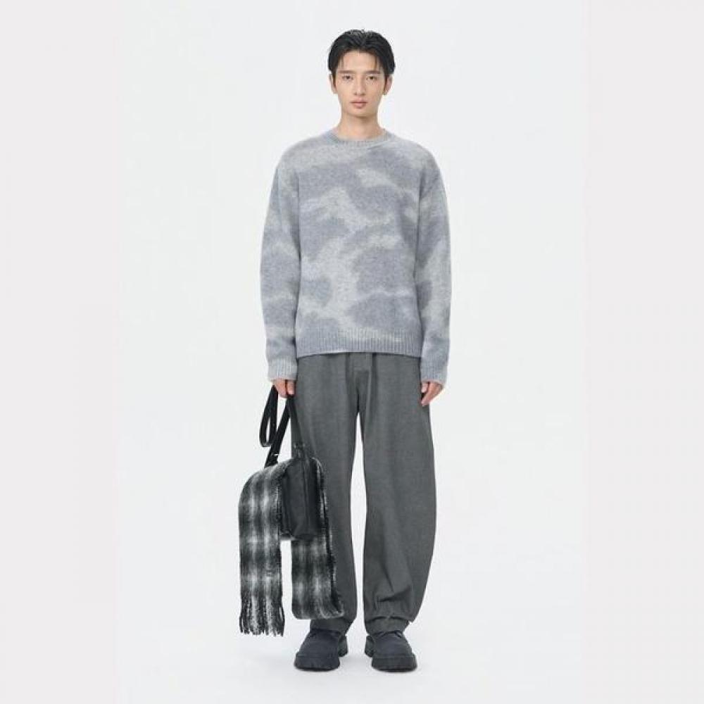 Customellow Grey Stain Printed Round Neck Sweater Cwwaw25803gyx Grey/S