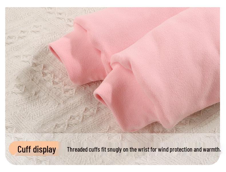 Children's Warm Cotton Cartoon Base Layer Top - Temperature-Sensitive, Half-High Collar Shirt for Baby Girls, Ideal for Autumn/Winter.