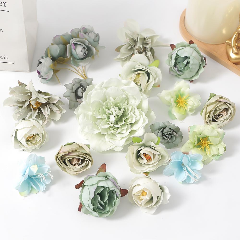 16/17/18/19Pcs Mix Artificial Rose Flower Heads Silk Home Room Table Decor Gift Garden Valentine's Day Decor Wedding Decoration