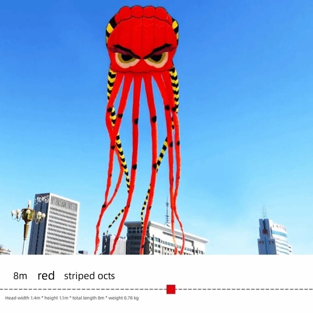 New Easy To Fly Magic Octopus Kite with Long Tail 8 Meter 3D Octopus Soft Kite Good Flying Outdoor Flying Toy Family Trips красный