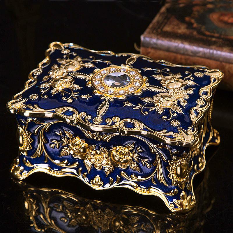 Retro Metal Crafts European Style Jewelry Box Creative High-end Ring Necklace Small Storage Box Gift