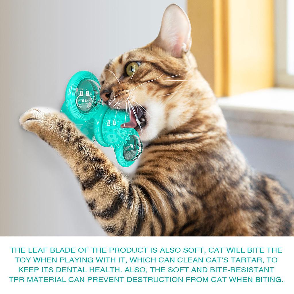 Windmill Cat Toy Turntable Teasing Pet Toy Scratching Tickle Cats Hair Brush 