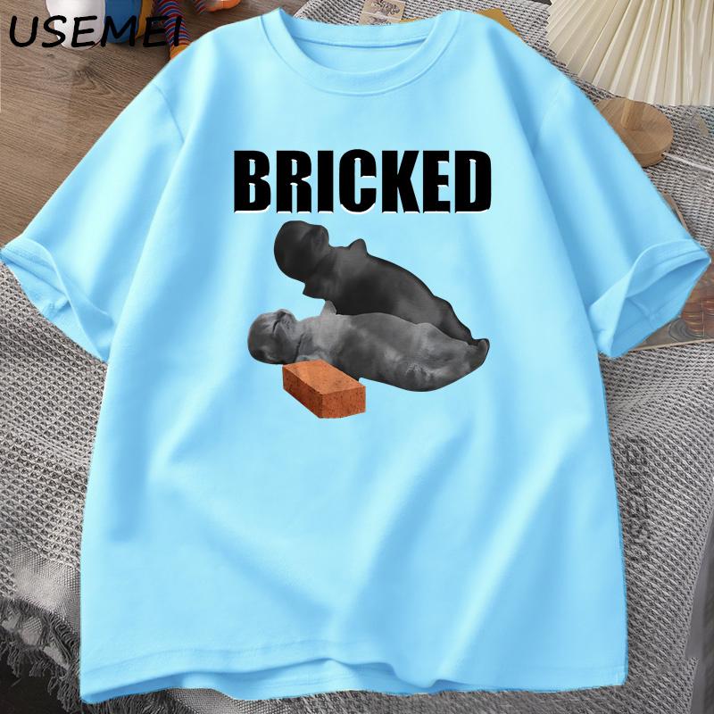 Bricked Funny Cat Knocked Out Tshirt Cat Meme T Shirt Silly Cats Tshirt Summer Unisexs ShortSleeved Cotton Casual TShirt
