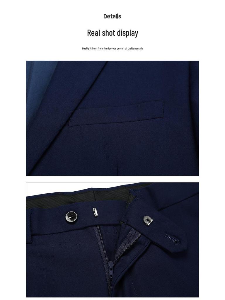 Men's Plus Size Slim Fit Tuxedo Three-Piece Suit for Groomsmen and Grooms