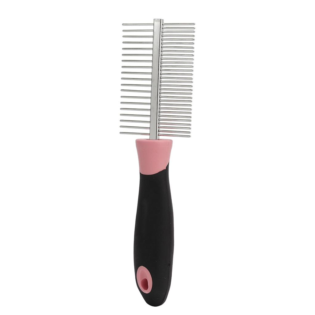 Double Sided Pet Comb Round Wide Dense Teeth Stainless Steel Cat Grooming Comb for Dogs CatsPink