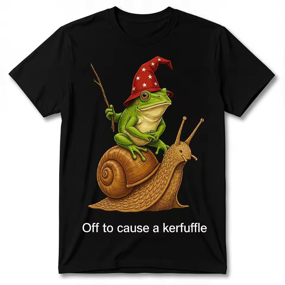 Y2K Harajuku Graphic Gothic Pure Cotton Unisex Drop Shoulder Oversized T Shirt Off To Cause A Kerfuffle Wizard Frog Riding