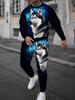 Men's Fall Winter 2026 Matching Set Stylish Crew-Neck Two-Piece Outfit Featuring Print and Trendy Streetwear Style