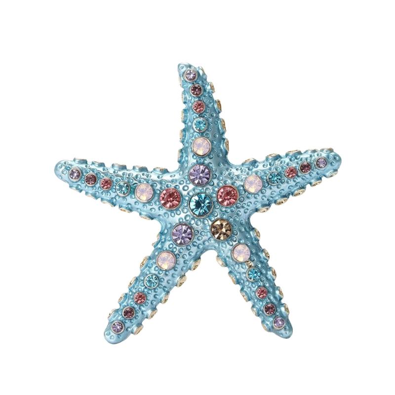 

Crystals Starfish Brooch Pin For Women Versatile Fashion Jewelry Gift Party Everyday Wear синій