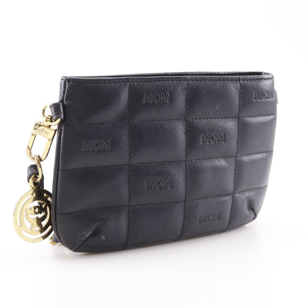 MCM Mini ChainShoulder Shoulder Bag Black Leather Women Used