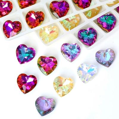 Crystal Austria 6432 Srdcový výbrus Přívěsky Volné Kamínky Korálky Skleněné Šperky Drahokamy pro DIY Náhrdelník Výrobu Šperků 12ks