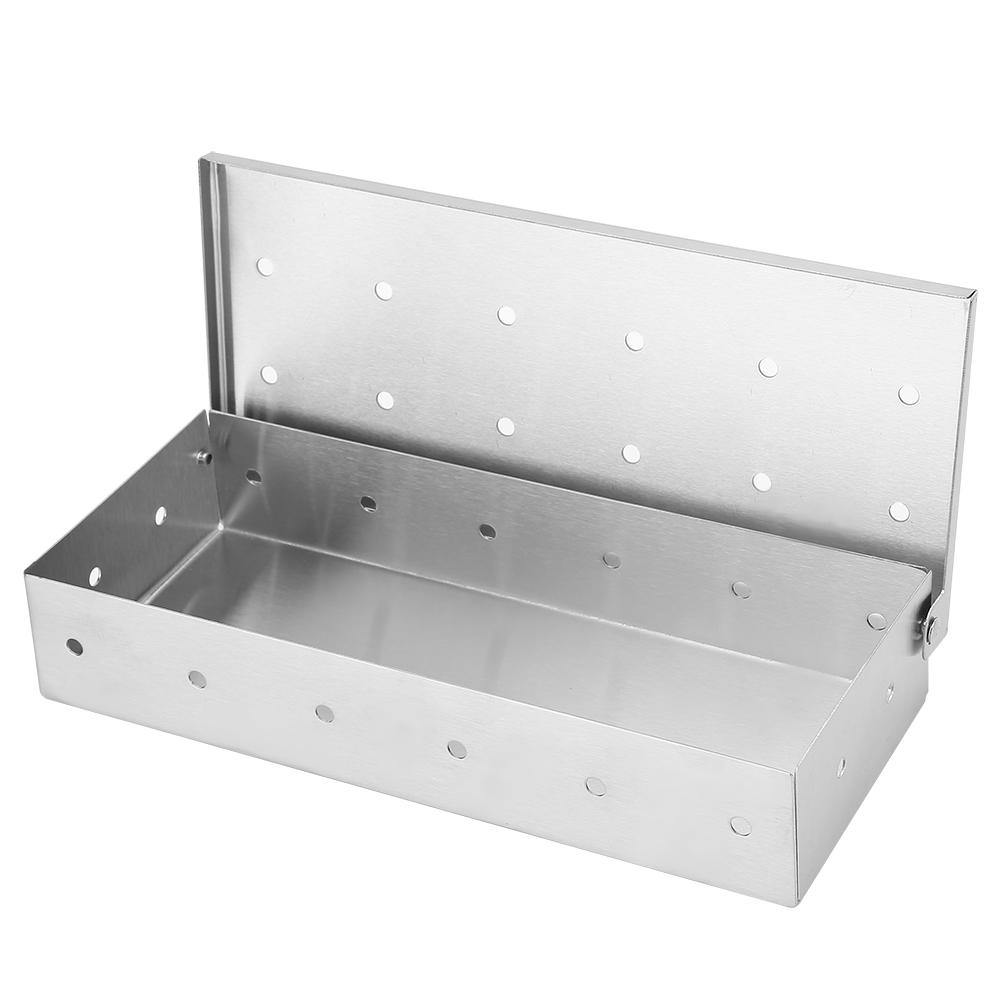 Large Capacity Stainless Steel Smoker Box BBQ Wood Chip Smoking Box Barbecue Grill Accessory