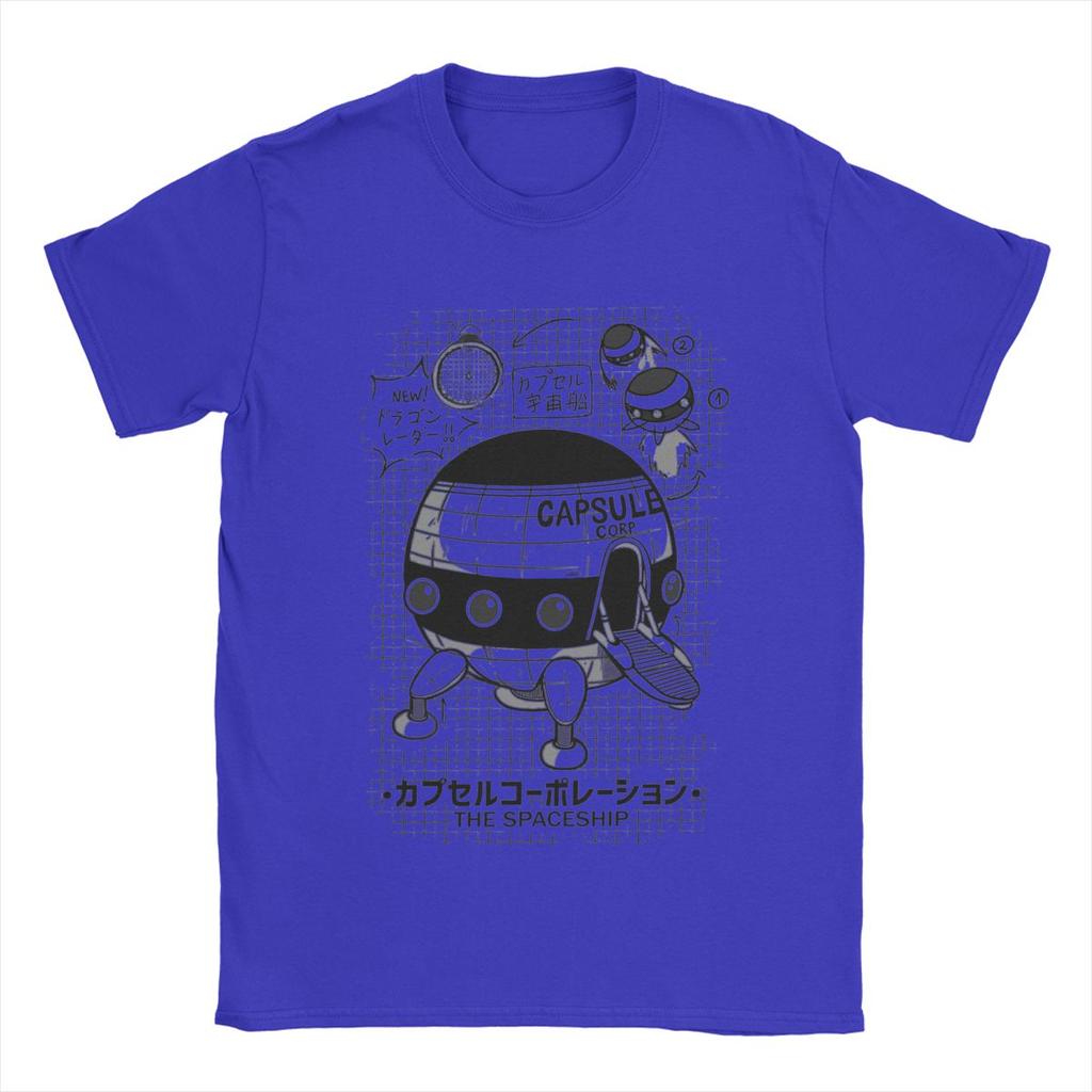 Men T-Shirts Capsule Corp Spaceship Funny 100% Cotton Tee Shirt Short Sleeve Anime DBZing T Shirt Crew Neck Tops Gift Idea