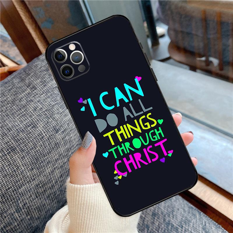 Bible Verse Philippians Jesus Christ Phone Case For iPhone 16 15 14 13 11 12 Pro Max 12 13 mini XR 15 16 Plus 16e Cover Shell
