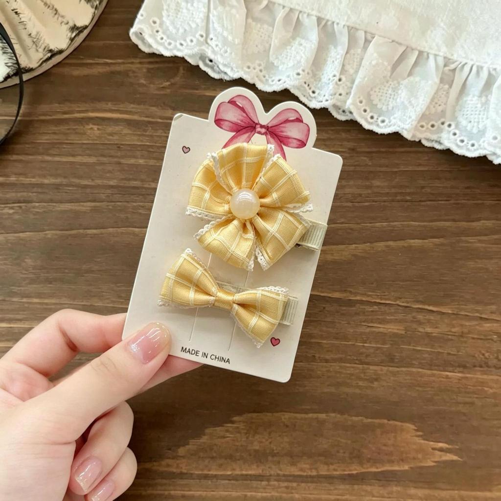 Colorful Plaid Bow Hair Clip: Cute Flower Hairpin for Kids