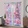 2Pcs Cute Pink Snowman Pattern, Filter Polyester Curtains For Christmas Family Windows