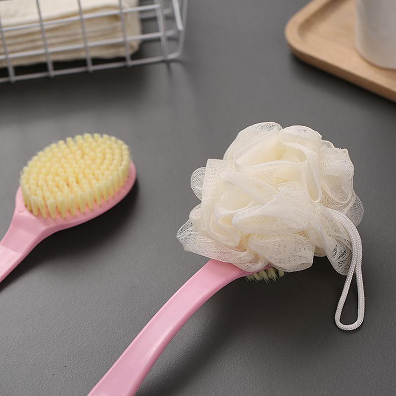 Long Handle Rubbing Back Bath Brush Flower Ball For Adult Soft Hair Dual Purpose