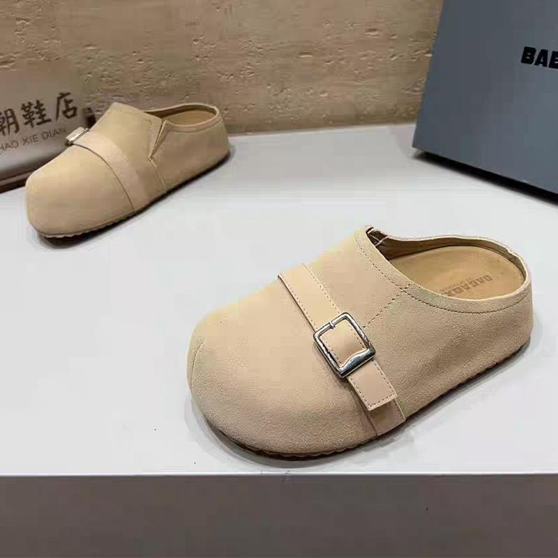 Fashion Flats Platform Women Mules Shoes Slingback Suede Slippers Casual Dress New Sandals 2025 Summer Fashion Classic Chaussure Femme
