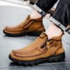 Spot autumn and winter large size hand-stitched microfiber Martin boots casual cotton medium top men's shoes