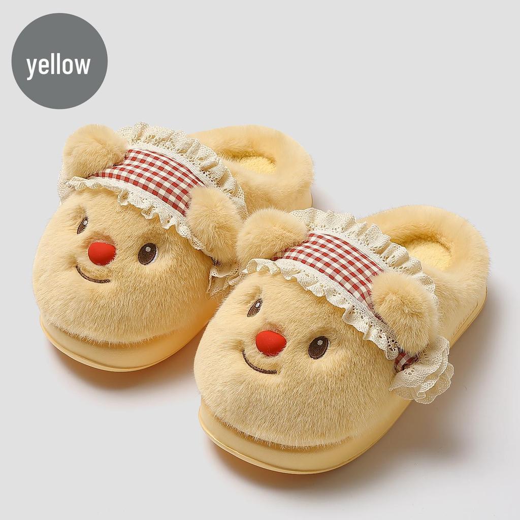 Women's Cute Cartoon Furry Slippers - Plush, Non-Slip, Warm Indoor Winter Footwear