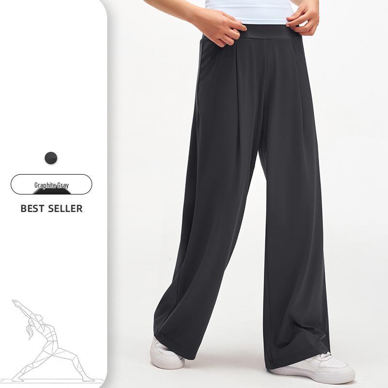 Women's Wide-Leg High Waist Summer Yoga Pants - Lightweight, Loose Fit, Straight, Long Sports Pants for Fitness & Casual Wear.