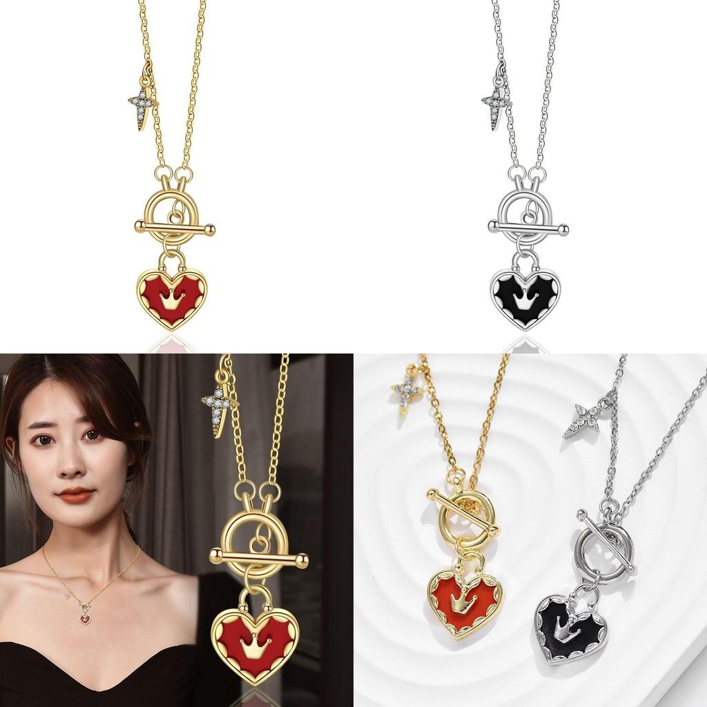 Elegante Titanstahl Herz Krone Halskette Für Damen Stilvolles Choker Design Geschenk