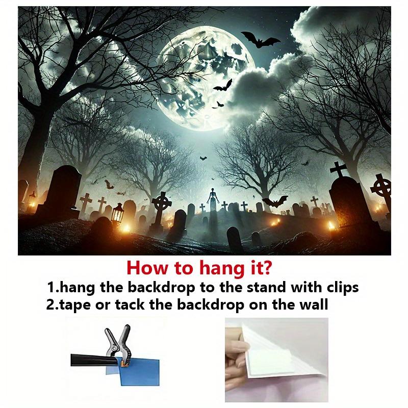 Background cloth 1 piece. The cemetery is decorated with a full moon background cloth wall, covered with polyester fiber.