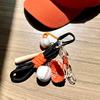 ORANGE 2 BALL CHARM Orange Baseball Keyring