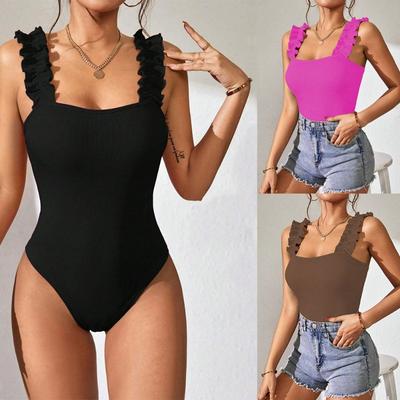 The New Women's Knitted Halter Top Is In Solid Color and Sexy. It Can Be Worn Inside and Outside As A Sleeveless Jumpsuit