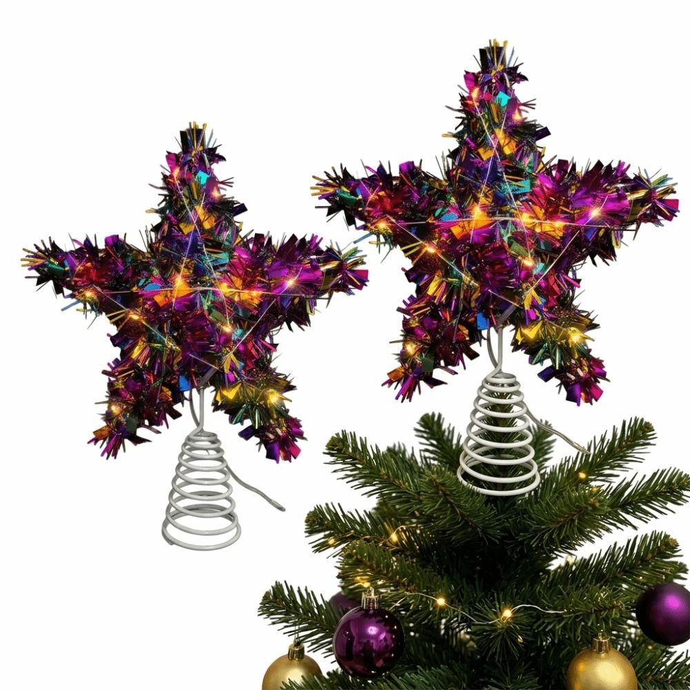 Metal Christmas Tree Topper Star LED Light Christmas Tree Top Decoration  Christmas Tree Decoration