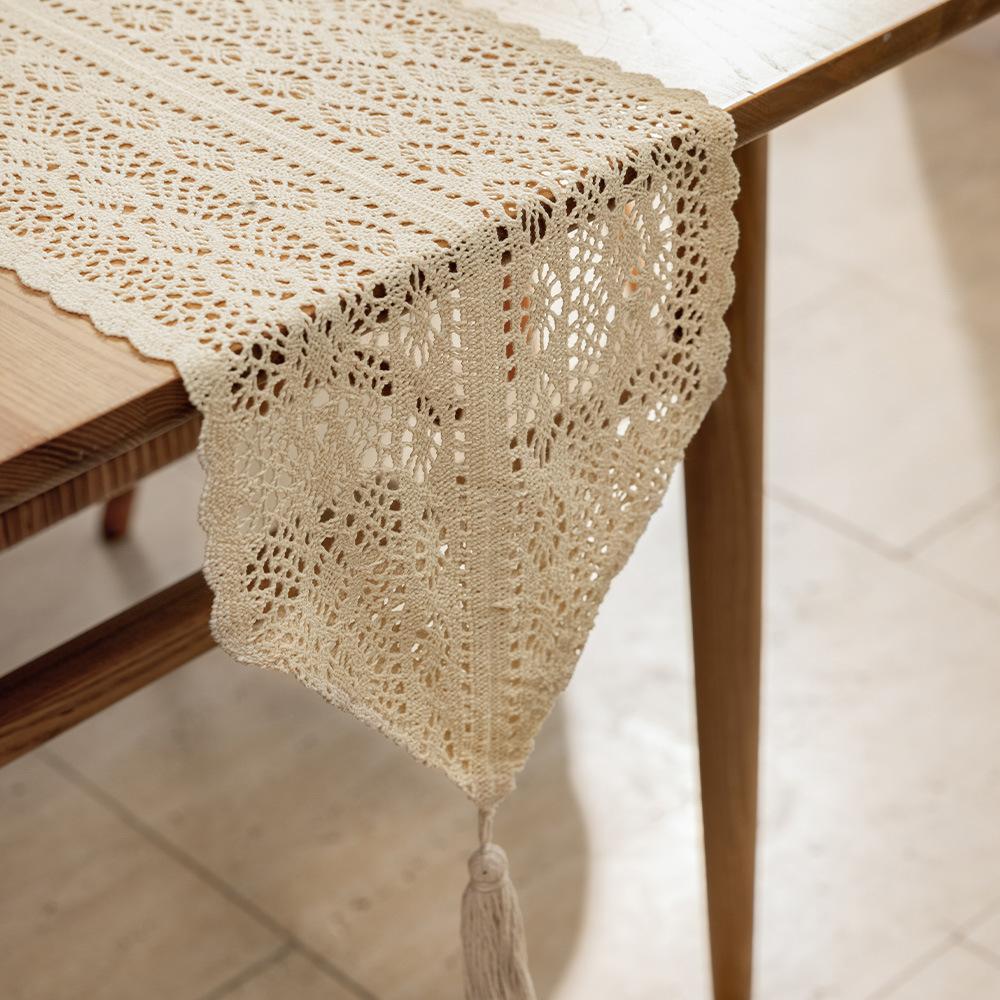 Country Table Flag Hollow Retro Cotton Thread Crochet Table Flag Lace Tablecloth Sen Series Tv Cabinet Coffee Table Cover