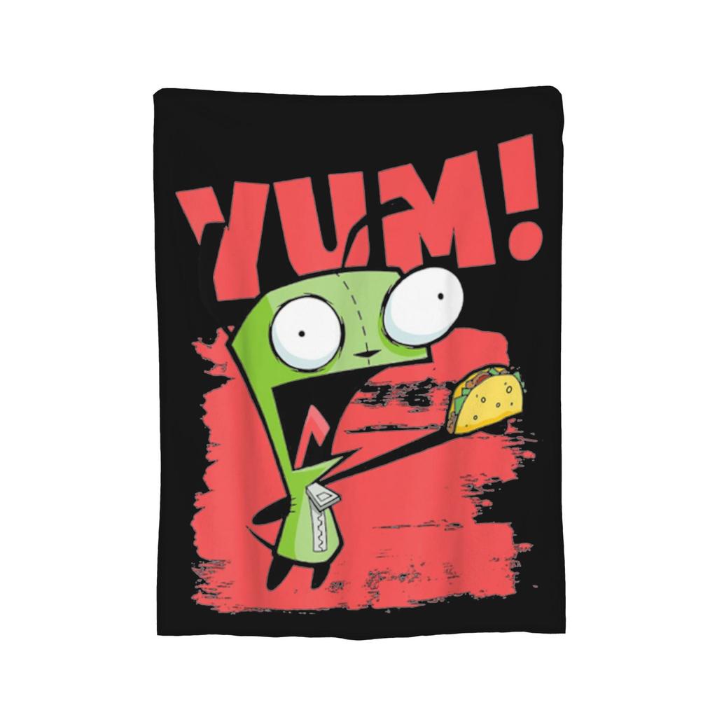 Invaders Zims Kawaii Cartoon Blanket Flannel Vintage Breathable Throw Blankets for Bedspread Summer,
