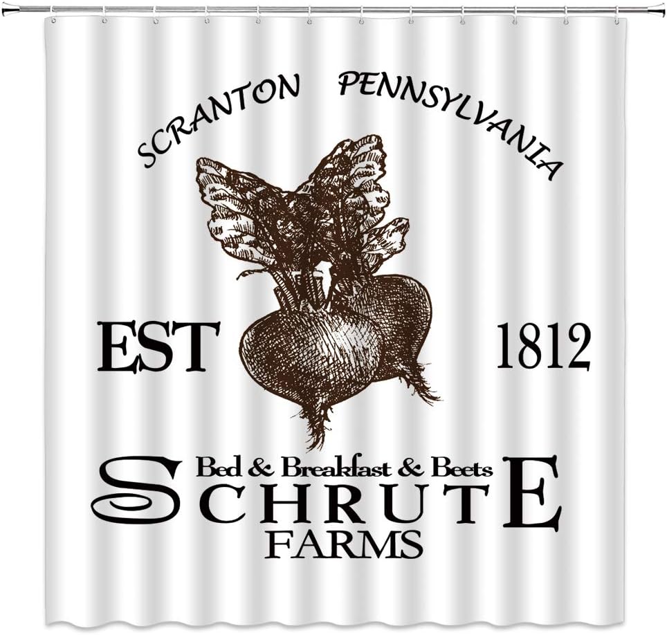 Retro Farms Shower Curtain Bed Breakfast Beets Scranton Pennsylvania Est 1812 Schrute Simple White Background Unique Office 90x180CM