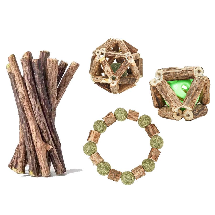 

Cat Toy Teeth Grinding Stick Wooden Sky Liao Cat Mint Linglong Ball Teasing Cat Stick Anti bite Relieve boredom 3PCS