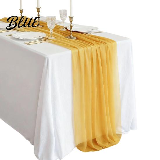 Soft Table Runner Sheer Flowing Runner Chiffon Wedding Elegant Solid Color High Quality