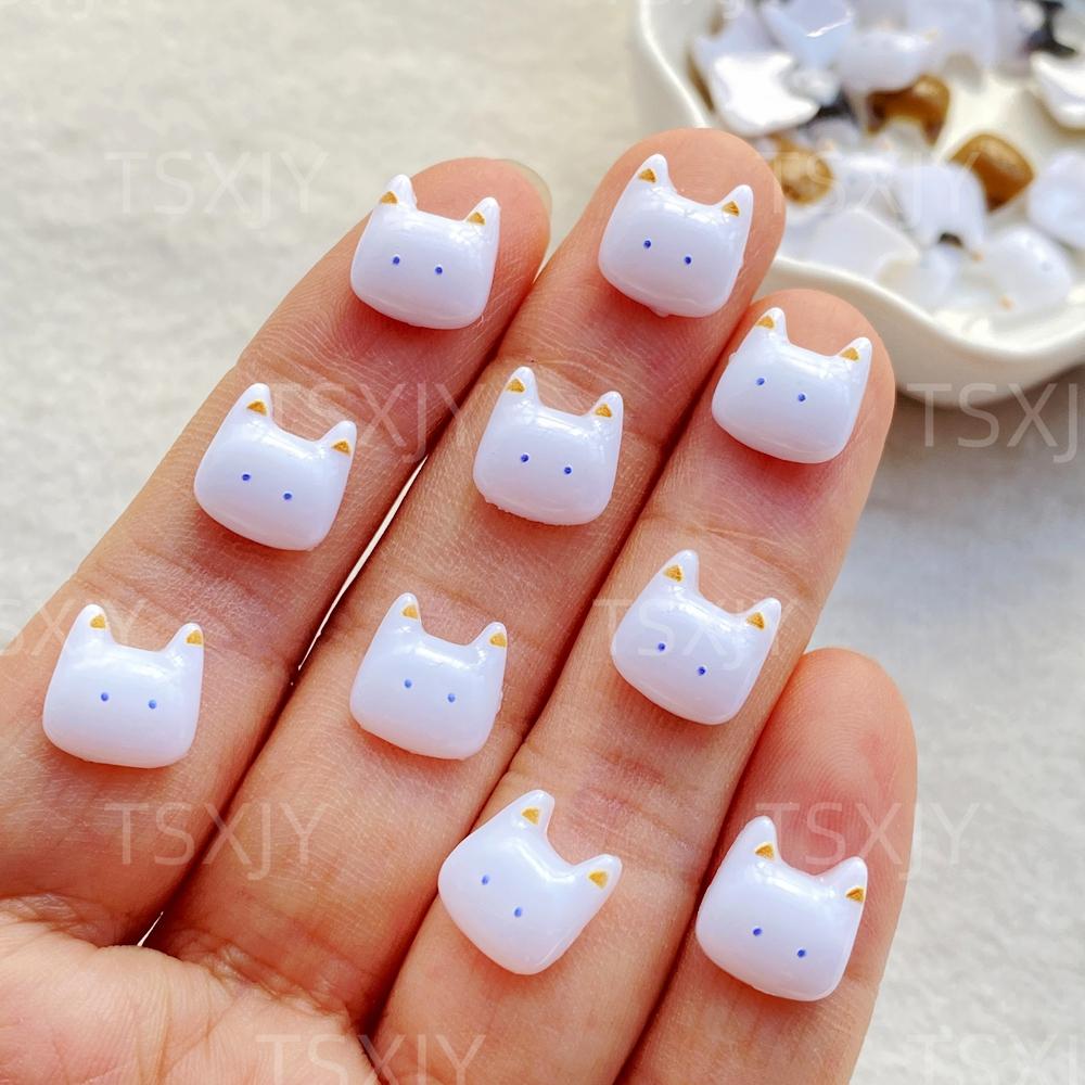 50pcs Cute Mini Cartoon Animal Kitten Nail Art Flatback Stone Figurines Scrapbook Charm DIY Jewelry Decor Crafts