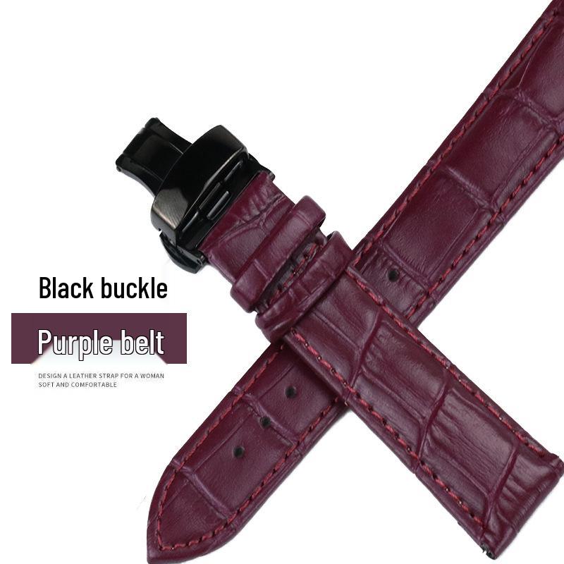 Genuine Leather Rose Gold & Silver Bamboo Pattern Quick Release Watch Strap with Butterfly Buckle (20mm/22mm)