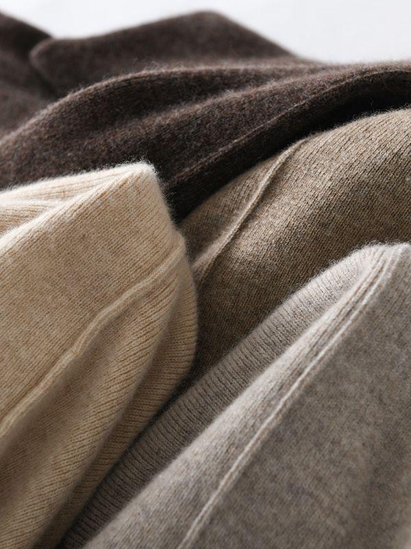 Women's High-Waist Wool Wide-Leg Pants - Autumn/Winter Floor-Length Knitted Casual Trousers