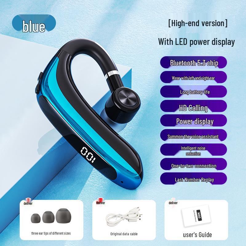 M80 Digital Display Ear-hook Bluetooth Earbuds: Long Standby for Sports & Running