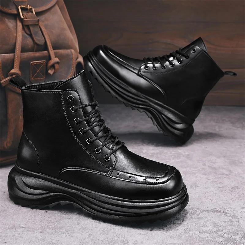 High Boots Men Booties Man Work and Safety Shoes Men's Leather Winter Shoes Taco Ankle Boots Mens Shoe Brown Boot Cowboy Snow &