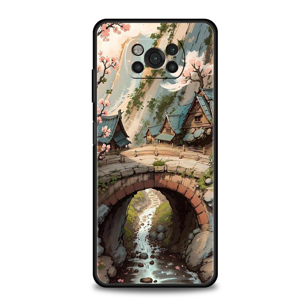 Phone Case For Xiaomi Poco X6 X5 X4 Pro 5G X3 NFC F5 F4 M5 M4 M3 F3 GT C51 C50 C55 Soft Silicone Black Cover Landscape Art